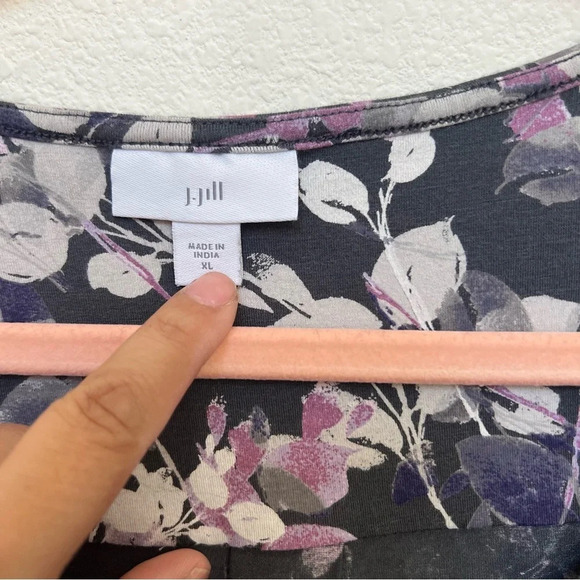 J.Jill Floral Pima Cotton Blend Dress Purple Size XL - Picture 5 of 8